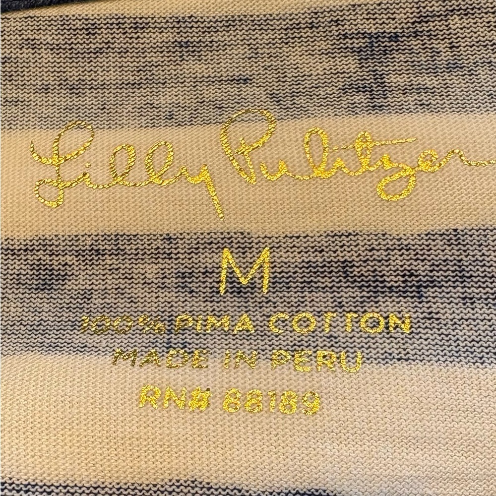 Lilly Pulitzer Navy White Striped Dress Pima Cotton Shift Nautical Chic M - Picture 3 of 12